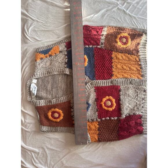 Knitted by Hand Two Twenty Vest Colorful Patchwork Blocks - Fits Size M - Picture 6 of 9